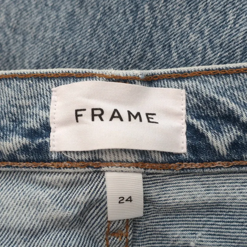 FRAME Le Piper Wide Cuff Jeans Richlake Blue Denim Size 24