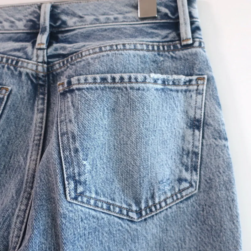 FRAME Le Piper Wide Cuff Jeans Richlake Blue Denim Size 24