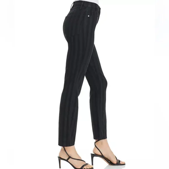 FRAME Le Sylvie Slender Straight Black Tonal Stripe Jeans - 27