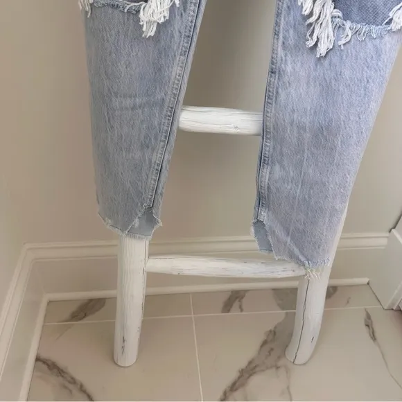 Free People We the Free Distressed Tapered Baggy Boyfriend Jeans SZ 27