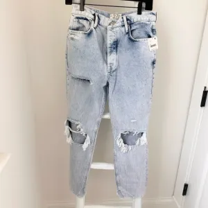 Free People We the Free Distressed Tapered Baggy Boyfriend Jeans SZ 27