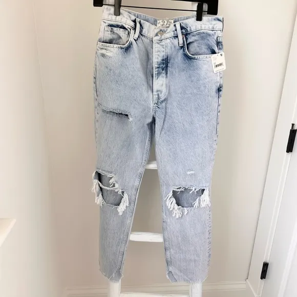 Free People We the Free Distressed Tapered Baggy Boyfriend Jeans SZ 27