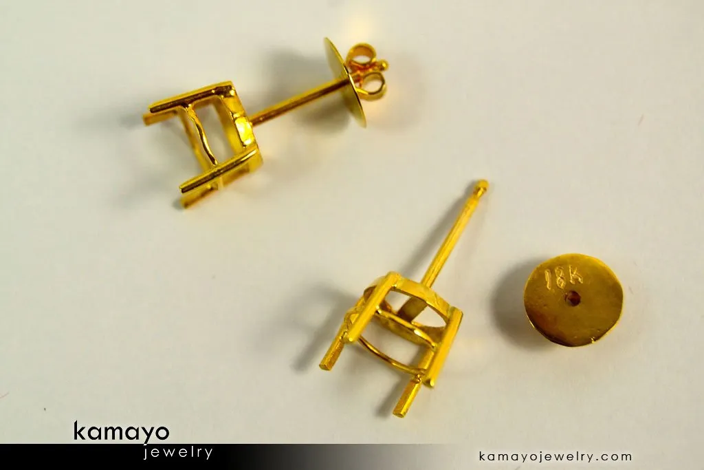 GARNET EARRINGS - 8mm Red Garnet Stud Ear Tops