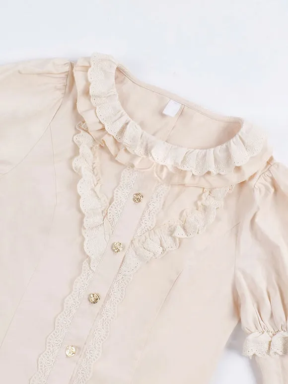 Gothic Lolita Blouses Ruffles Long Sleeves Blouse Lolita Top Black Lolita Shirt