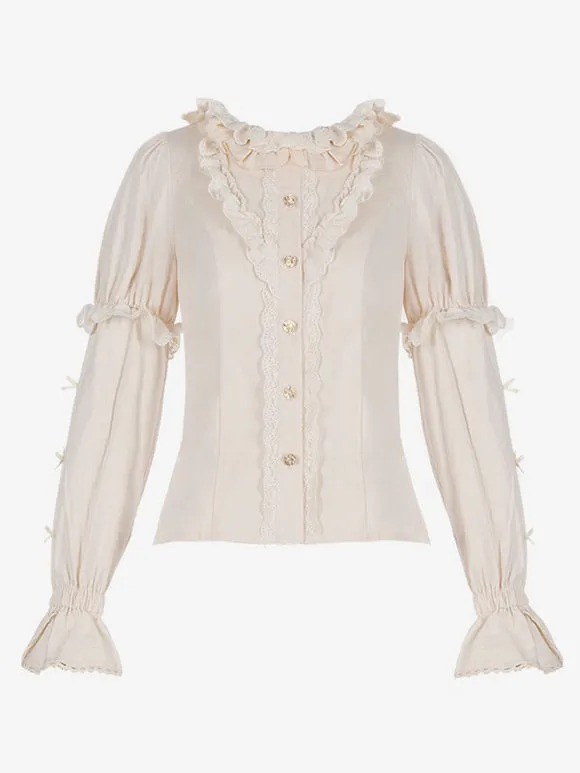 Gothic Lolita Blouses Ruffles Long Sleeves Blouse Lolita Top Black Lolita Shirt