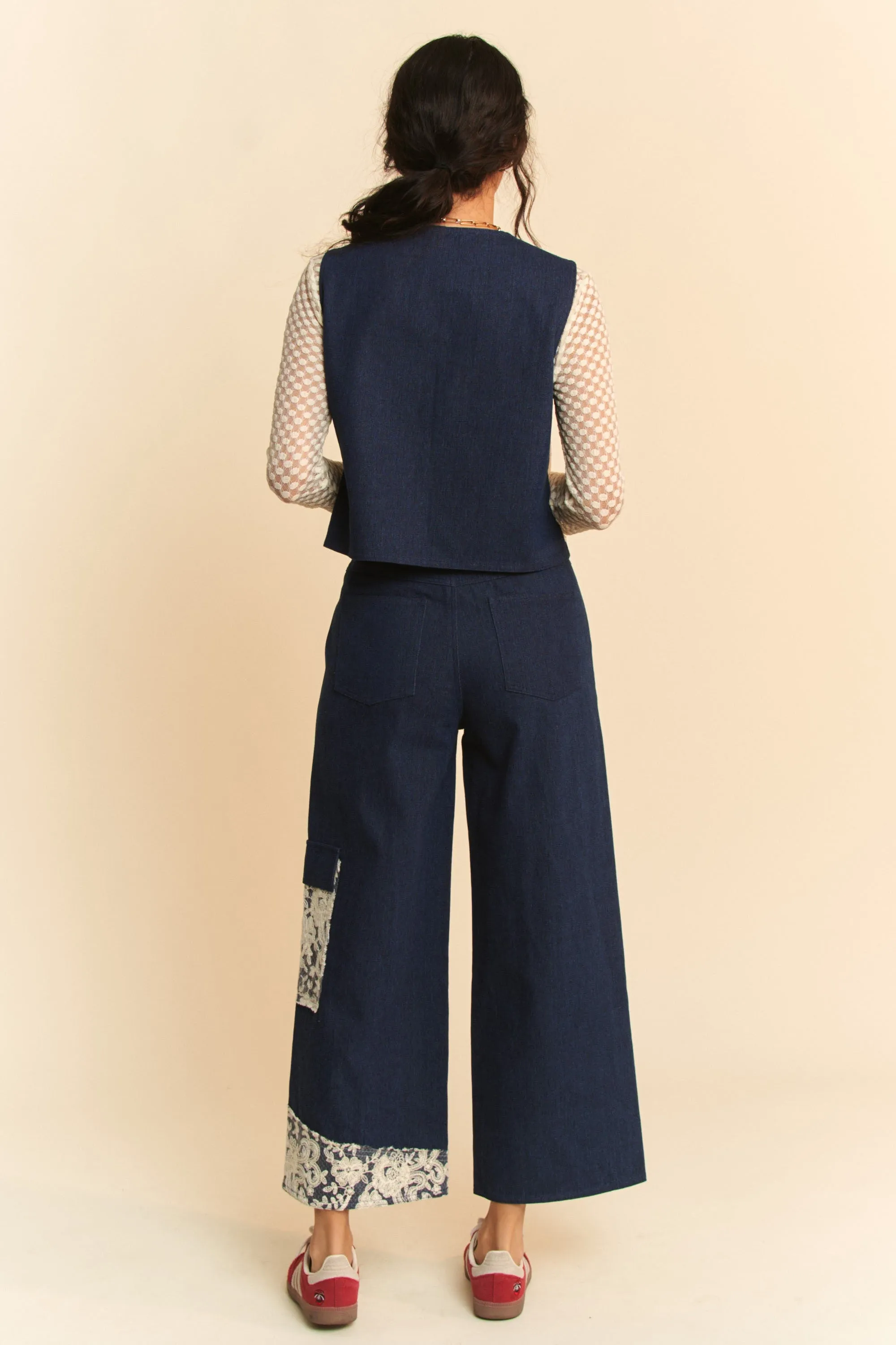 Hazel Blues® |  Davi & Dani Lace Applique Wide Leg Jeans