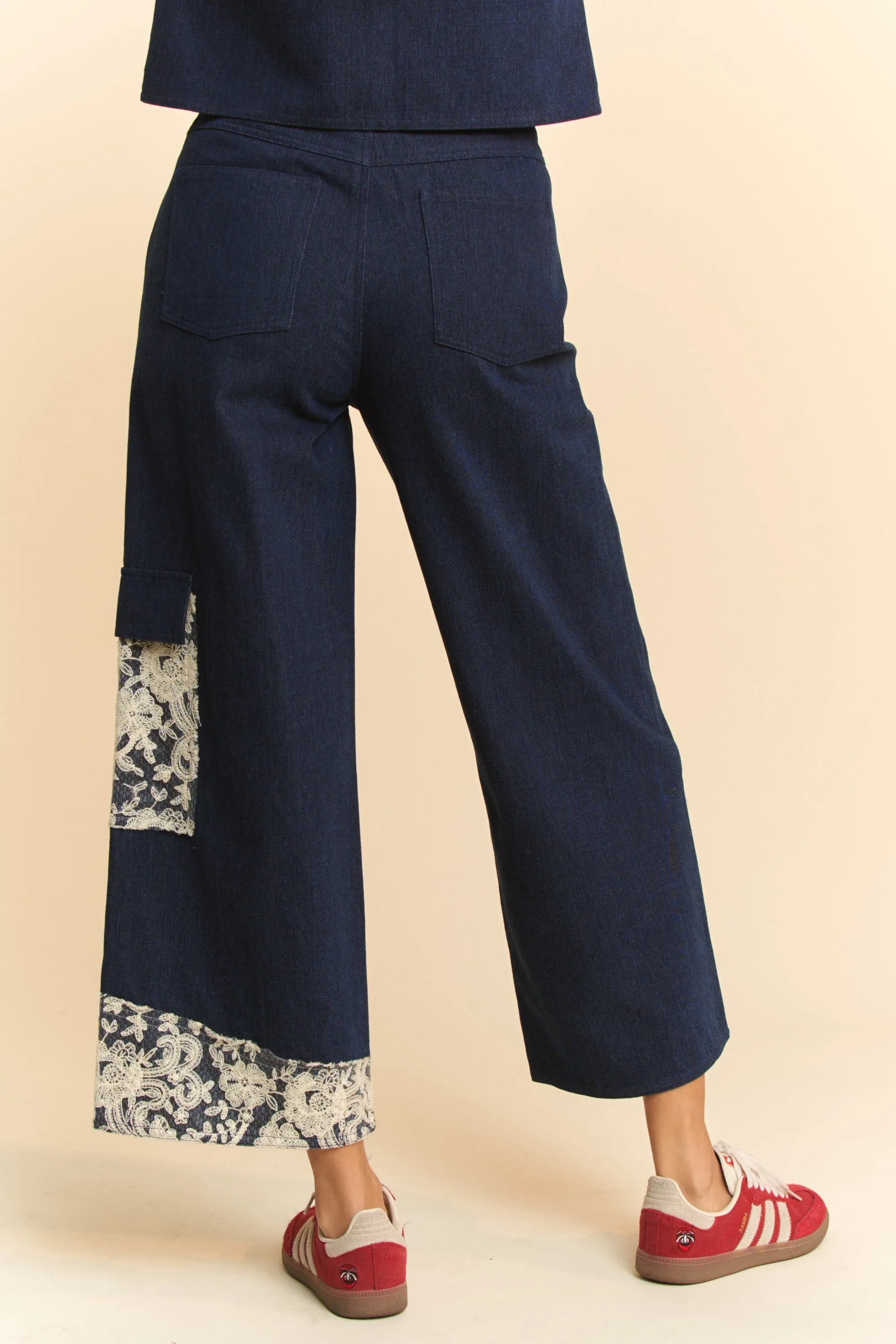 Hazel Blues® |  Davi & Dani Lace Applique Wide Leg Jeans