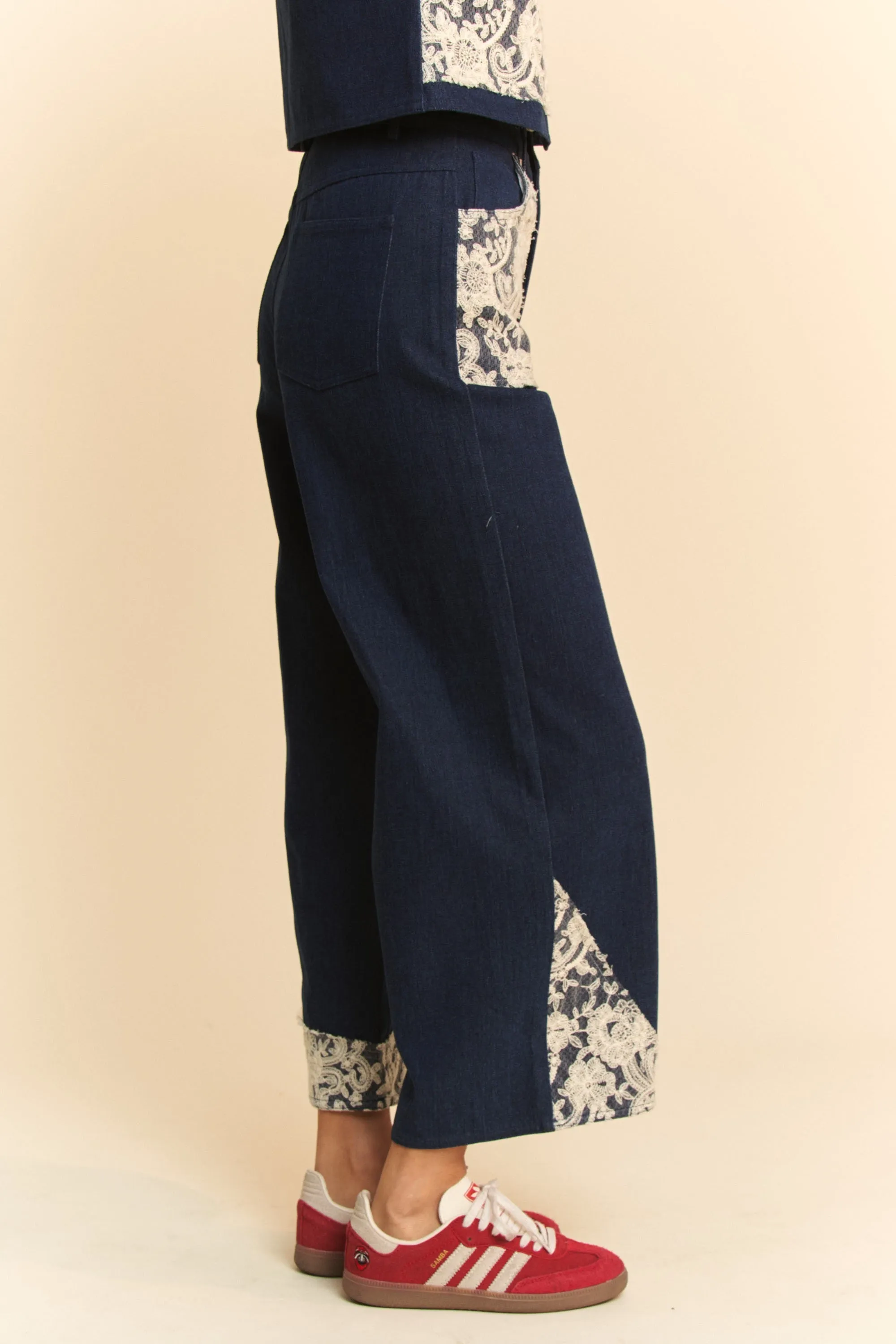 Hazel Blues® |  Davi & Dani Lace Applique Wide Leg Jeans