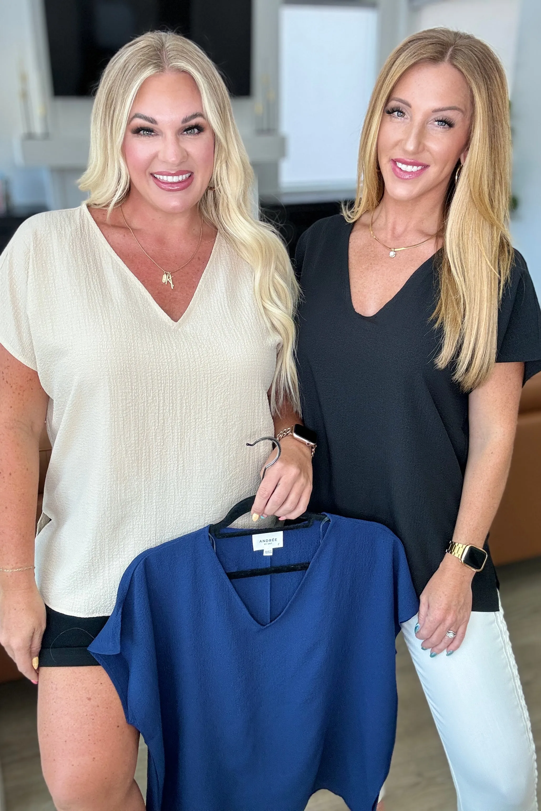 Hazel Blues® |  Let Me Be Your Wings V-Neck Top in Navy