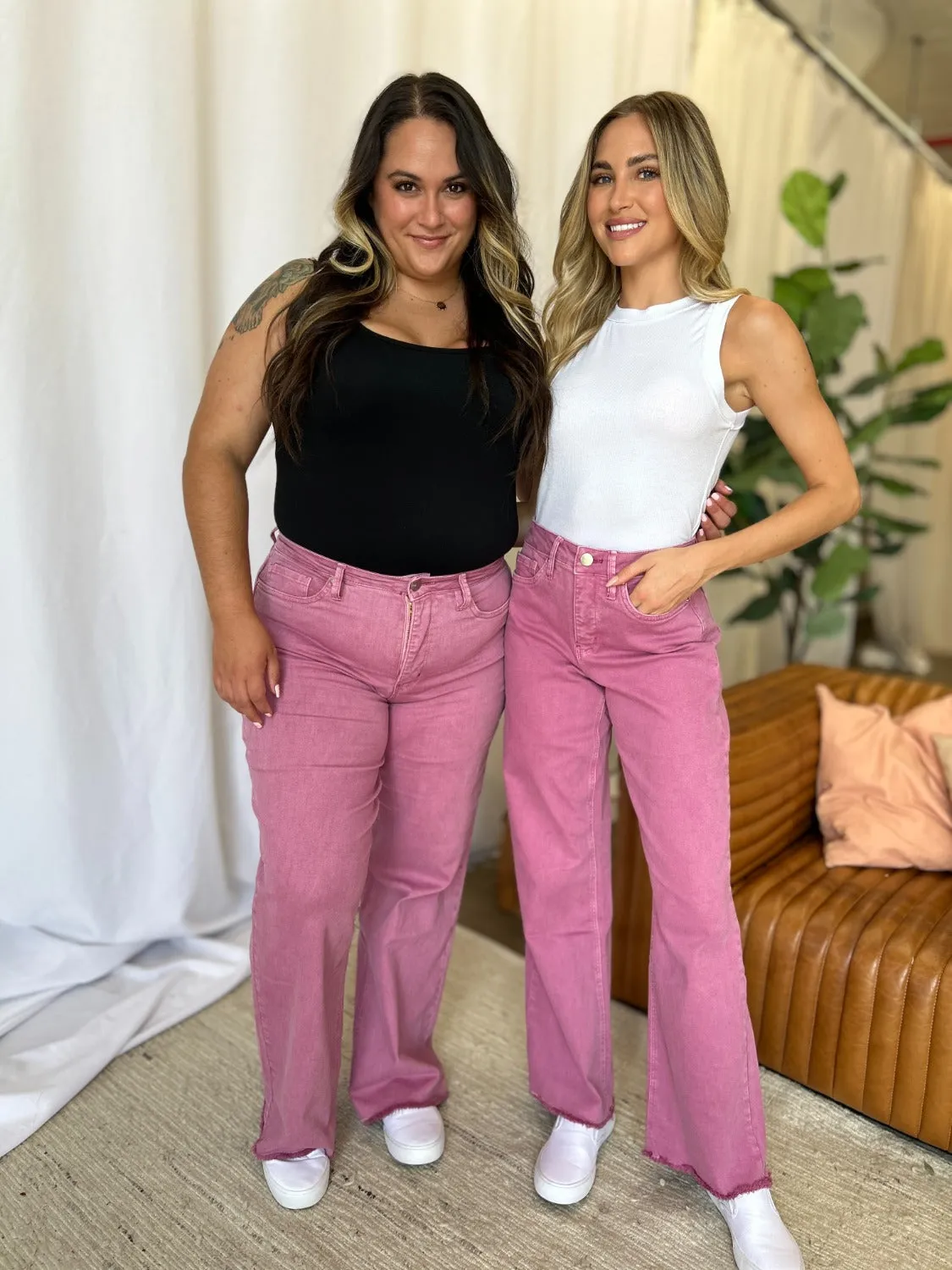 Hazel Blues® |  RFM High Rise Garment Dye Wide Leg Jeans