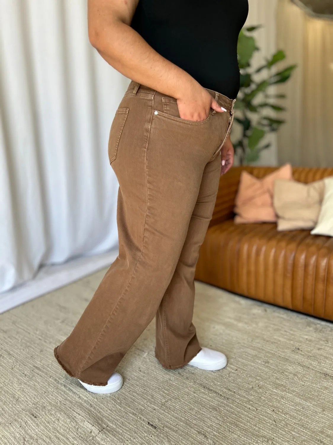 Hazel Blues® |  RFM High Rise Garment Dye Wide Leg Jeans