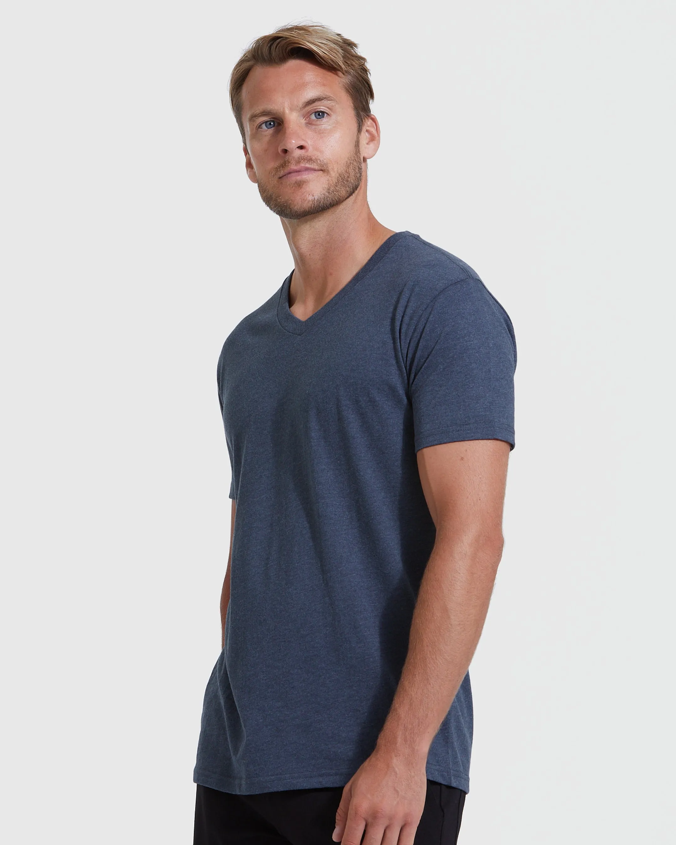 Heather Navy V-Neck Tee