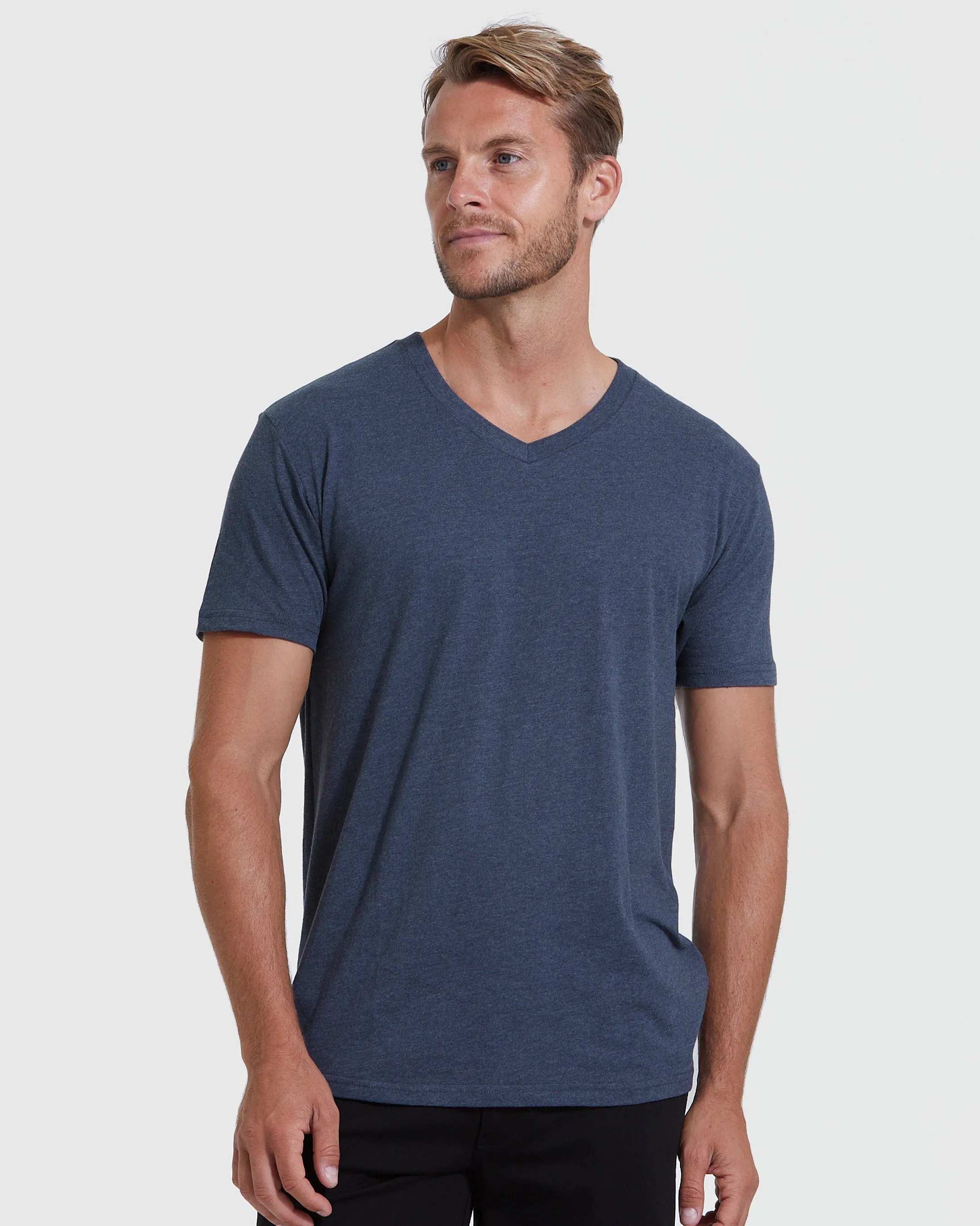 Heather Navy V-Neck Tee