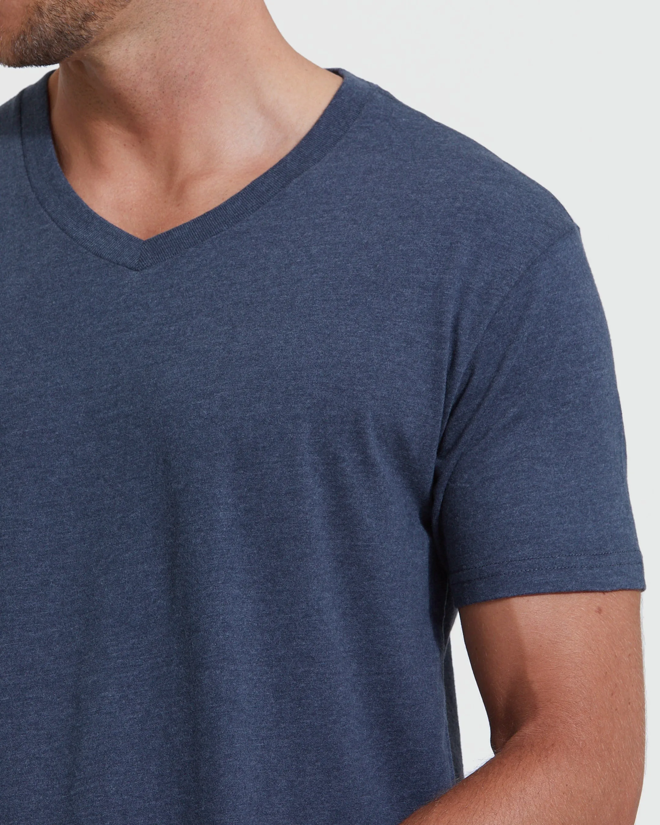 Heather Navy V-Neck Tee