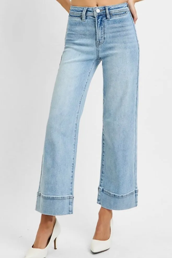 HIGH RISE CROP WIDE JEANS (RISEN)