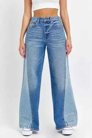 High Rise Two-Tone Wide Leg UPSIDE JEANS
