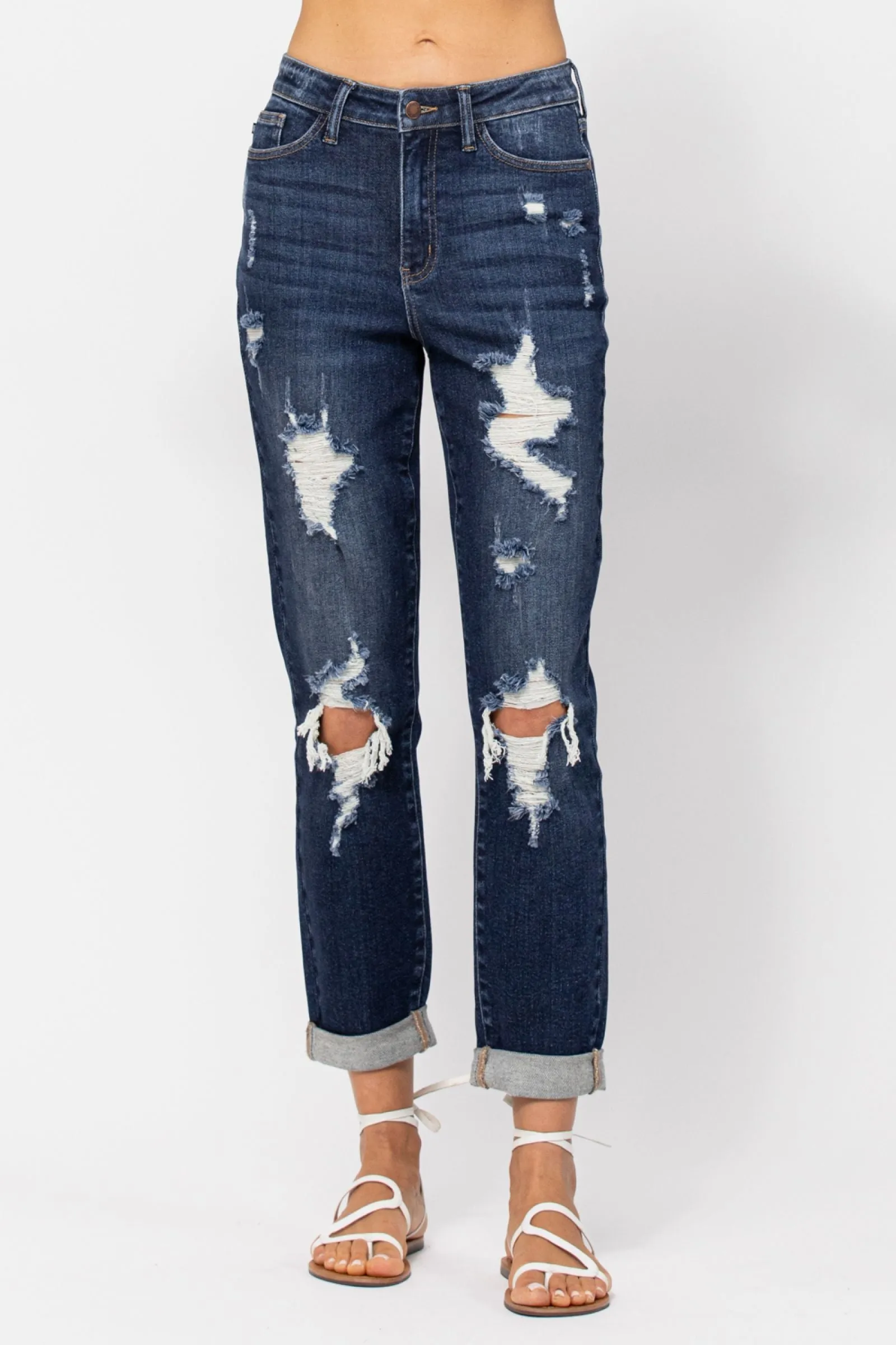 High Waist Boyfriend Curvy Jeans