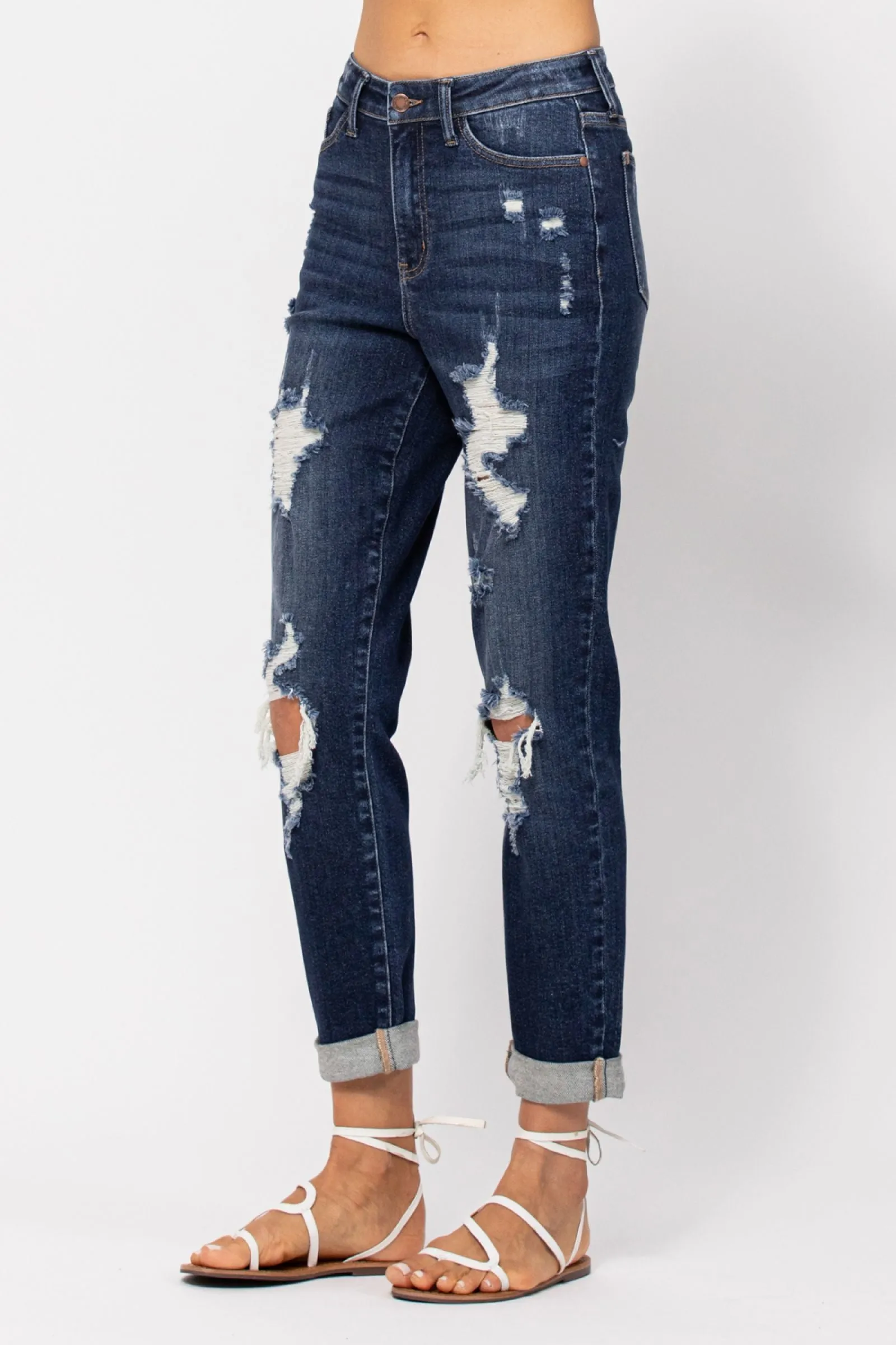 High Waist Boyfriend Curvy Jeans