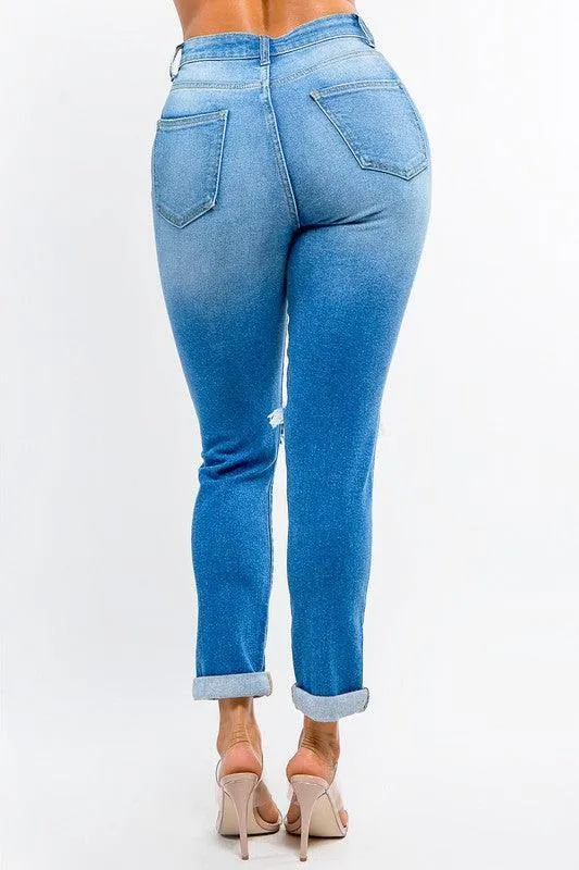HIGH WAIST BOYFRIEND ROLL UP JEANS