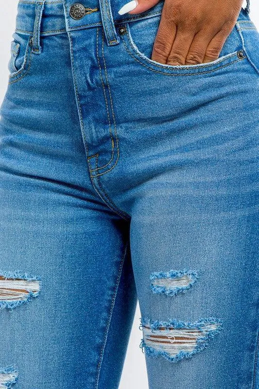 HIGH WAIST BOYFRIEND ROLL UP JEANS