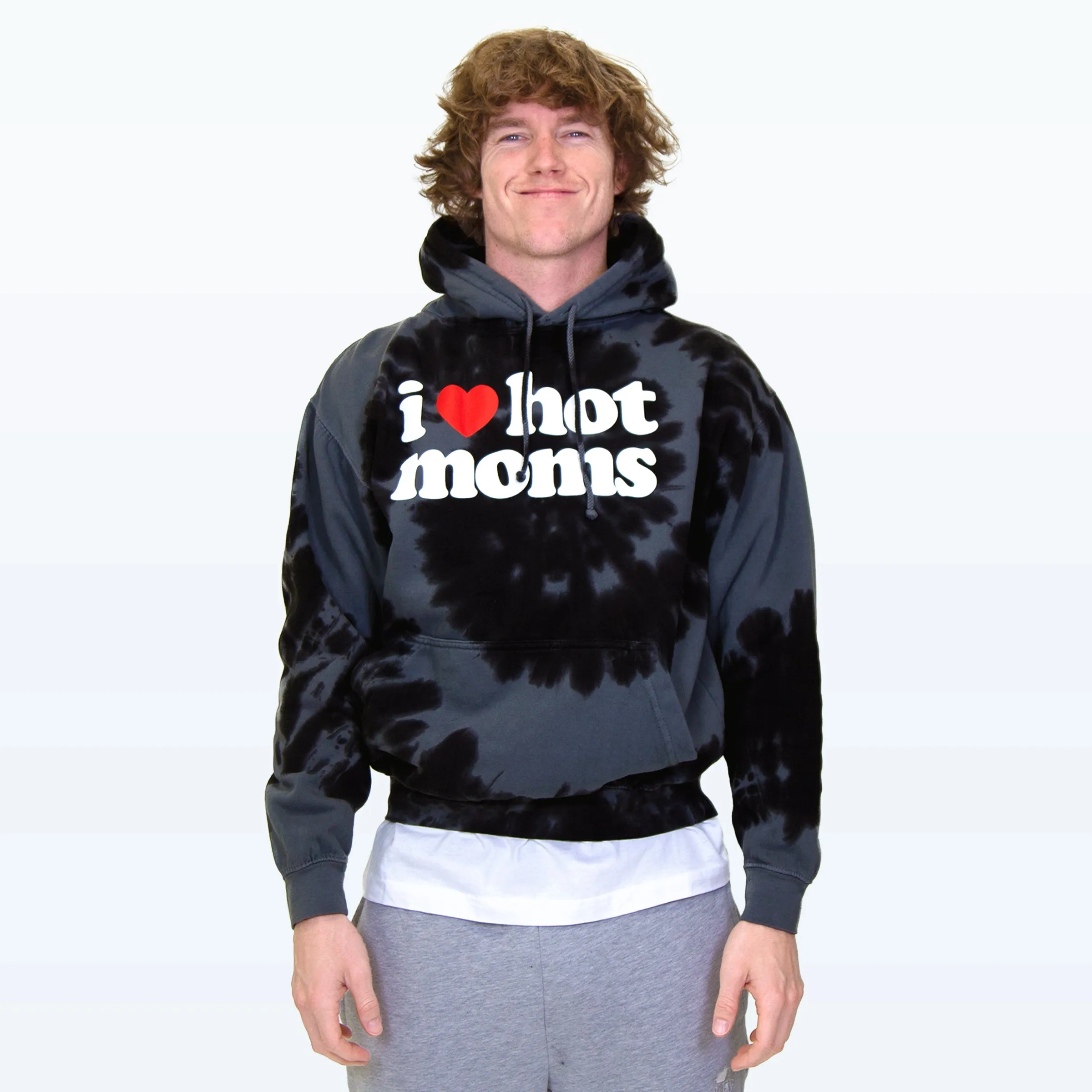 I Heart Hot Moms Black Dye Hoodie