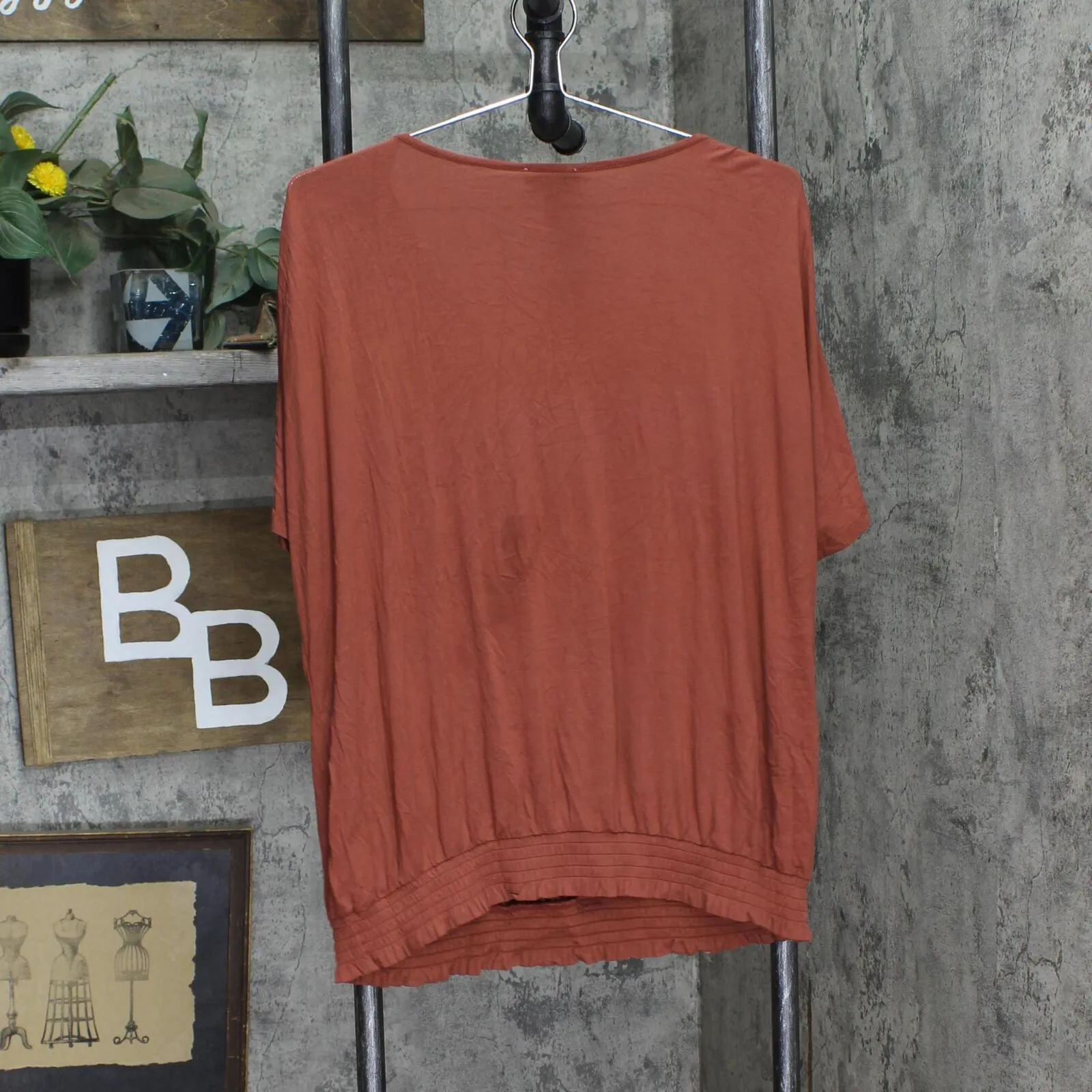 Jessica Simpson Womens V Neck Shirt Blouse Top 1393027 Rustic Rose Brown XL