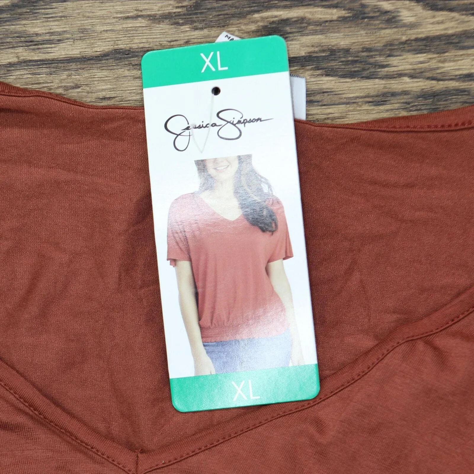 Jessica Simpson Womens V Neck Shirt Blouse Top 1393027 Rustic Rose Brown XL