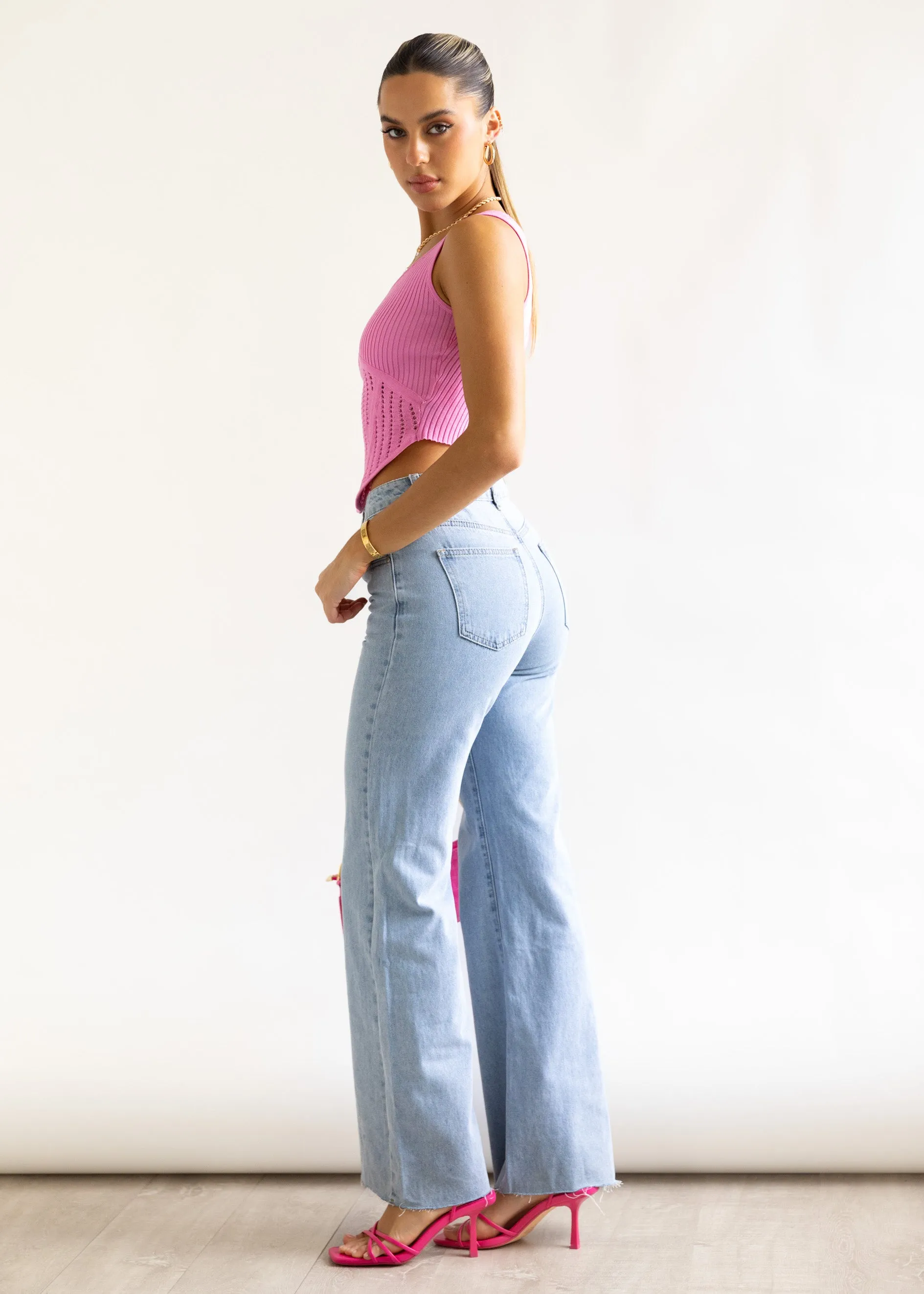 Jetson Wide Leg Jeans - Light Blue