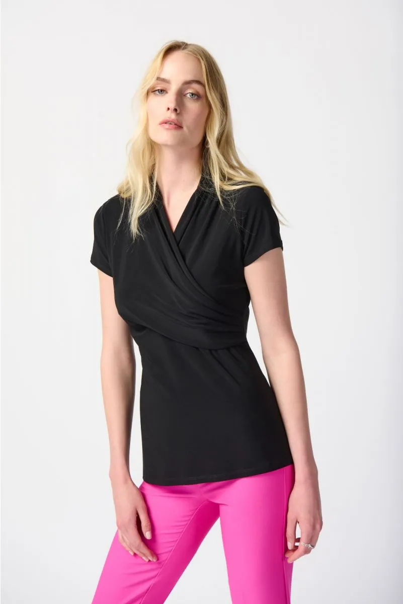 Joseph Ribkoff Wrap Front V-Neck Short Sleeve T-Shirt Top 241092