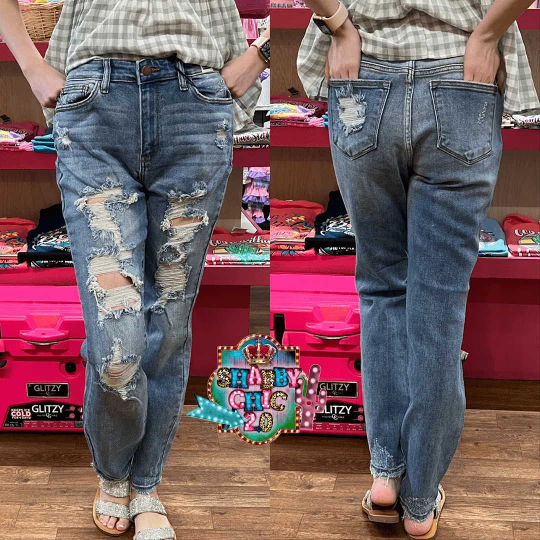 Judy Blue Hi-Rise Destroyed Boyfriend Fit Jeans