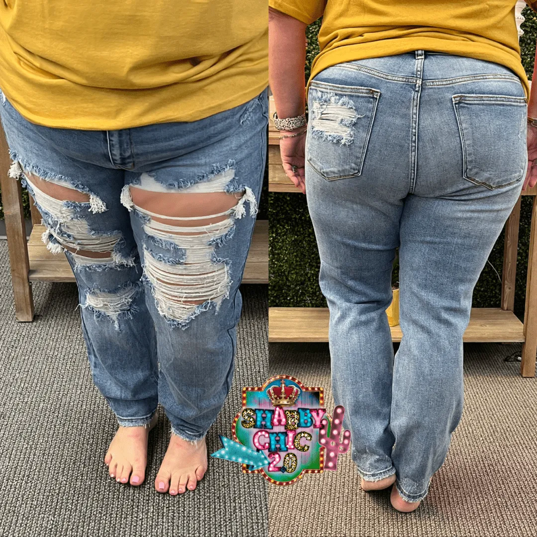 Judy Blue Hi-Rise Destroyed Boyfriend Fit Jeans