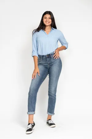 Judy Blue High Rise Bleach Splash Boyfriend Jean /Stuffology Boutique