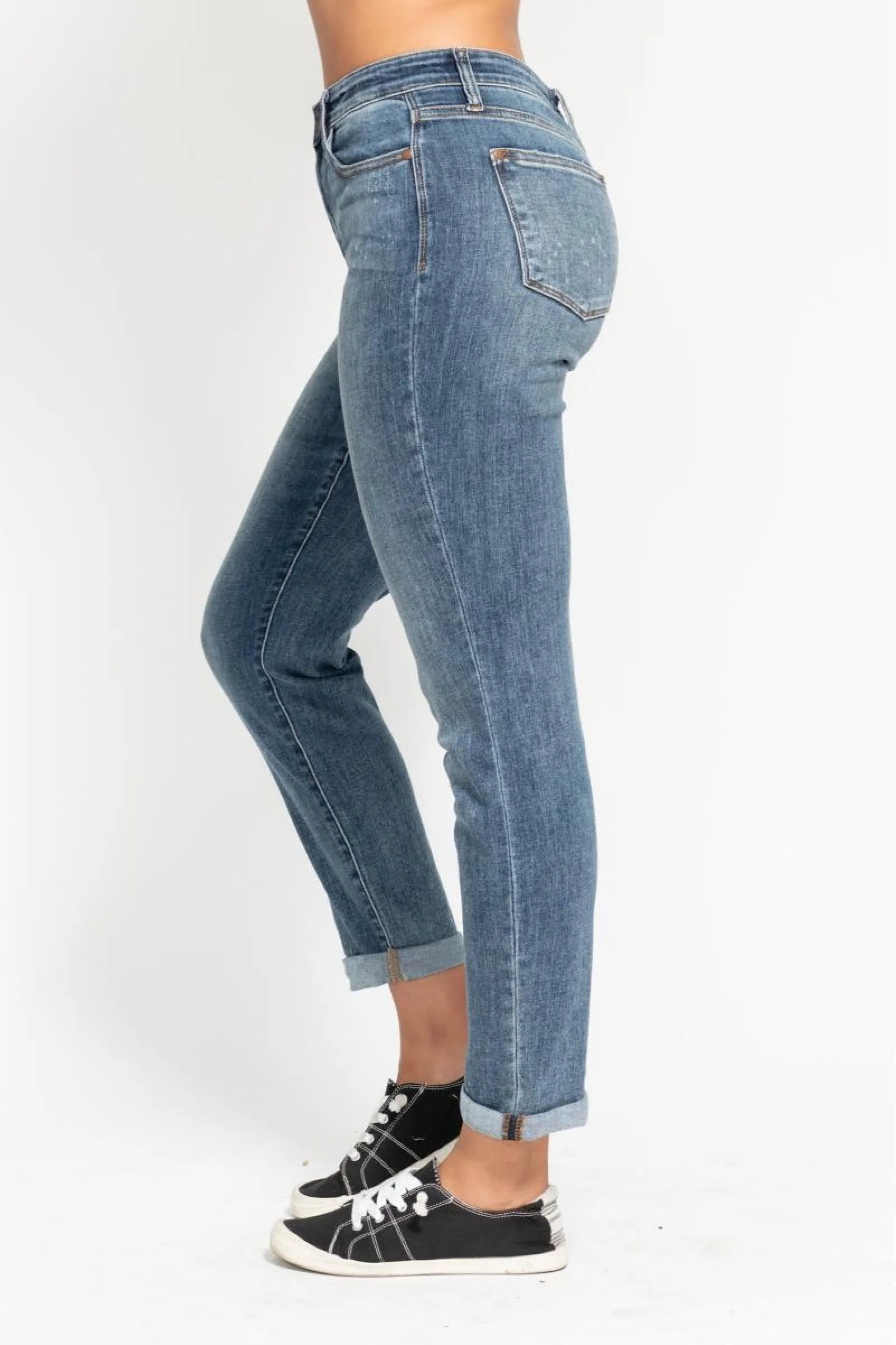Judy Blue High Rise Bleach Splash Boyfriend Jean /Stuffology Boutique