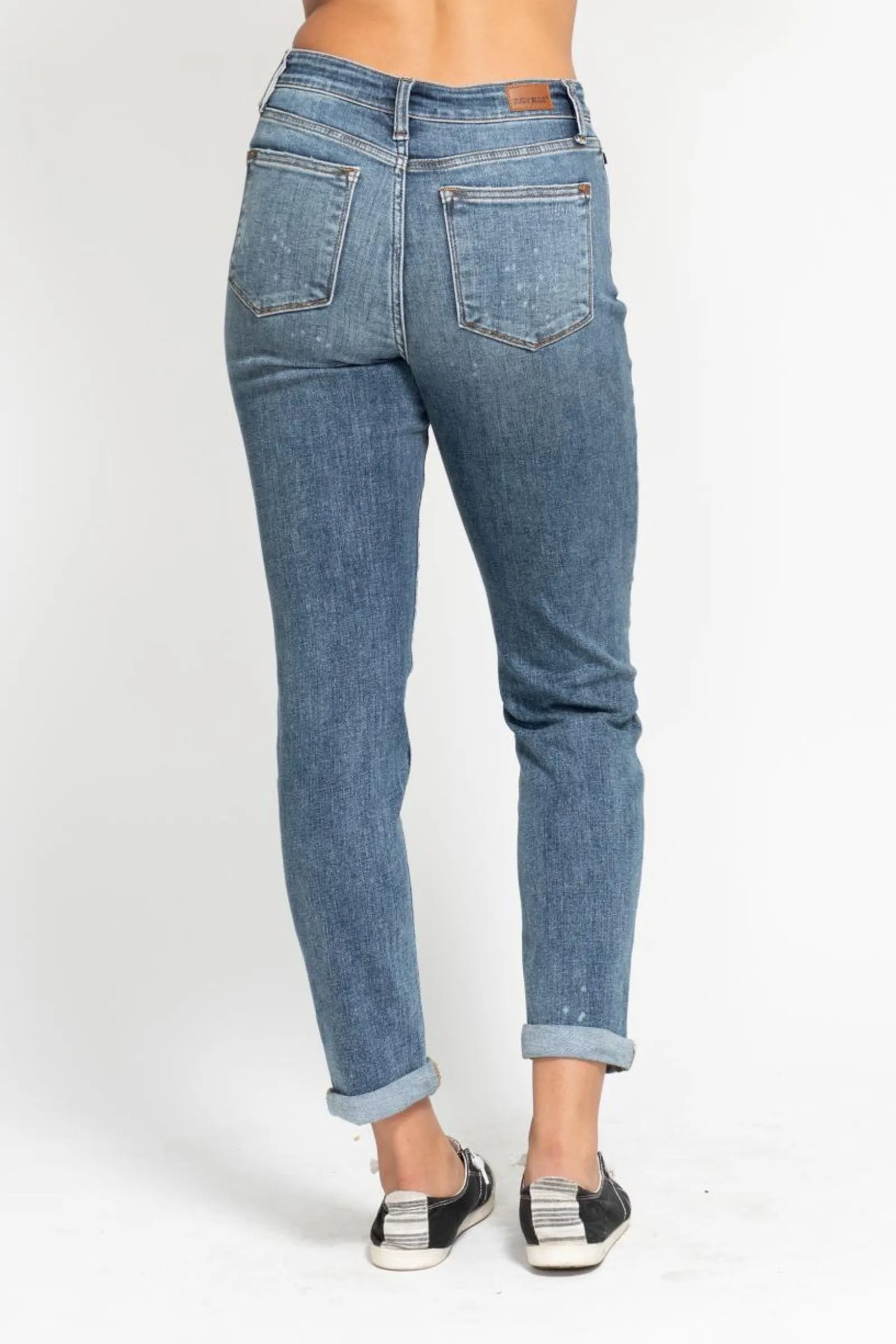 Judy Blue High Rise Bleach Splash Boyfriend Jean /Stuffology Boutique