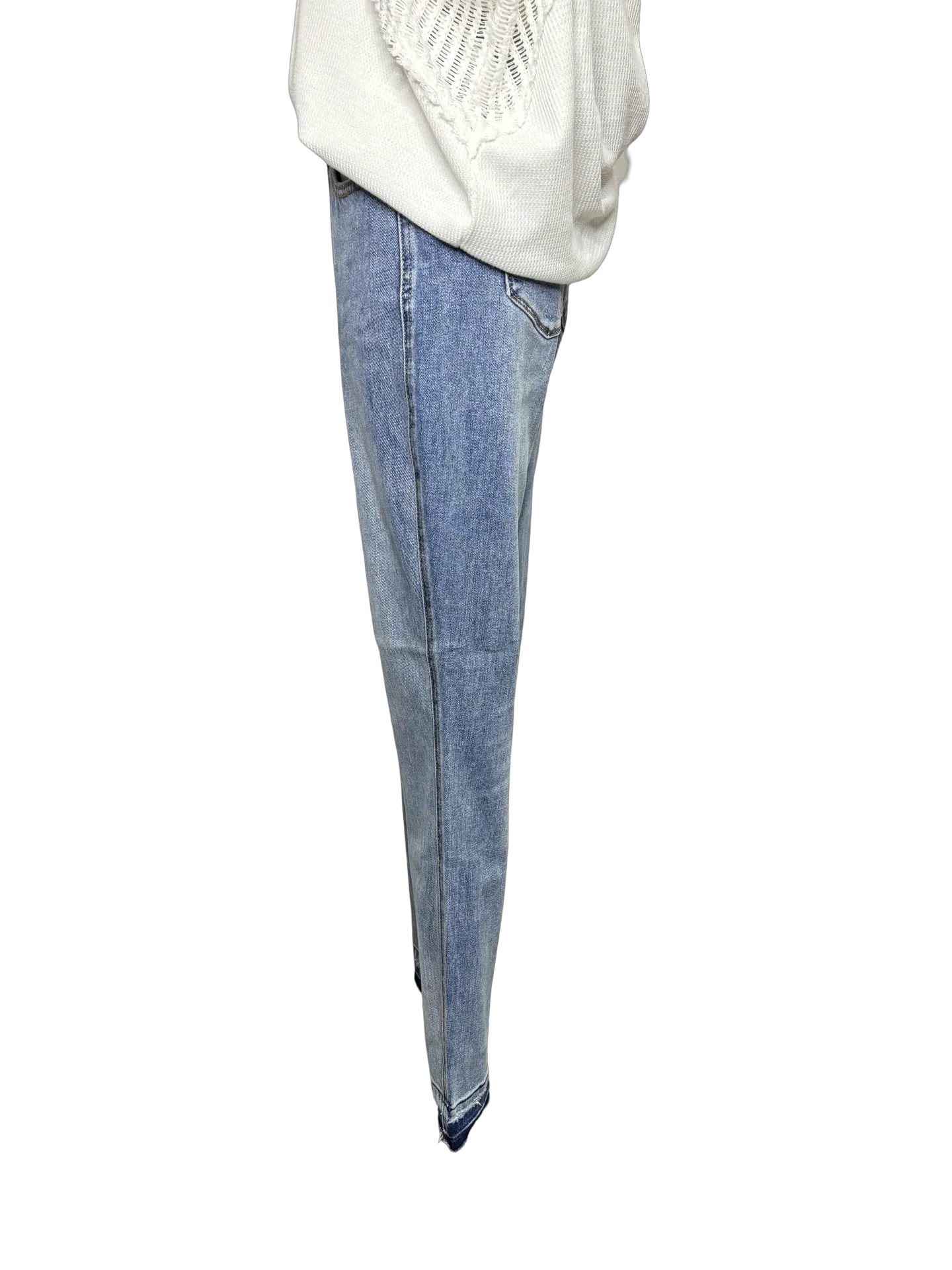 Judy Blue Mid Rise Rigid Magic Release Hem Boyfriend Jean