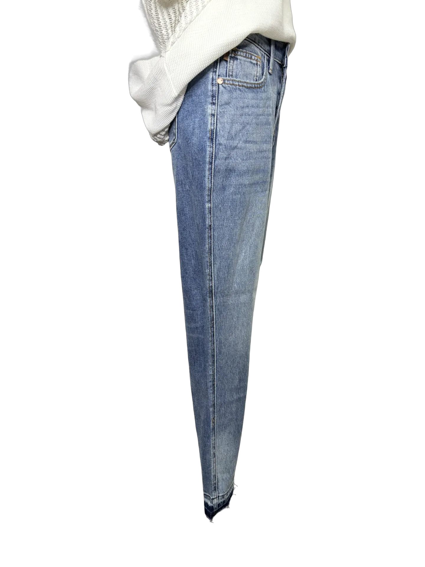 Judy Blue Mid Rise Rigid Magic Release Hem Boyfriend Jean