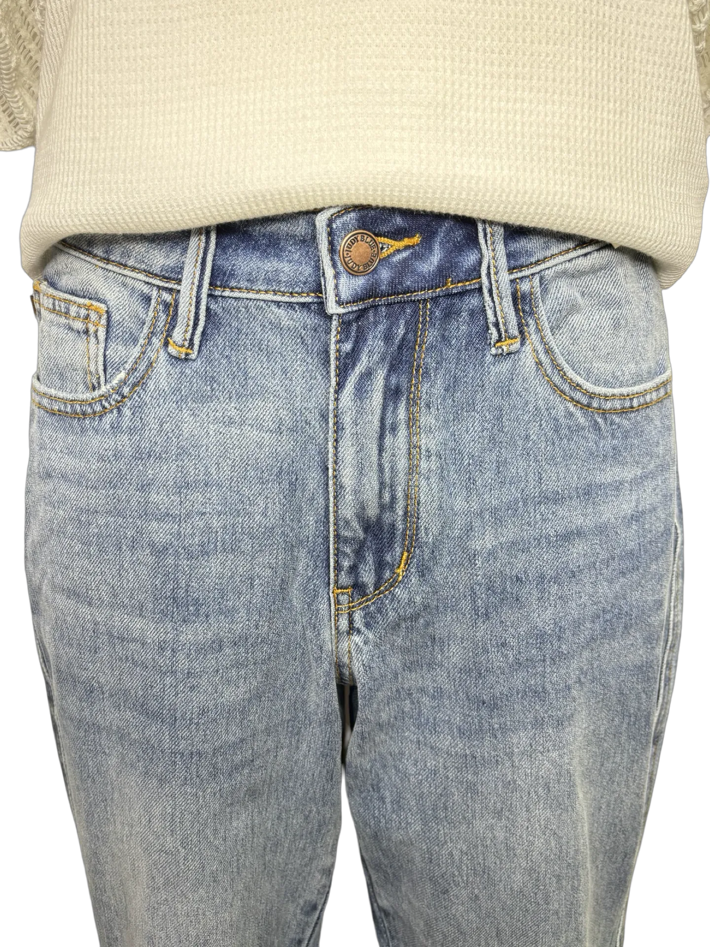 Judy Blue Mid Rise Rigid Magic Release Hem Boyfriend Jean