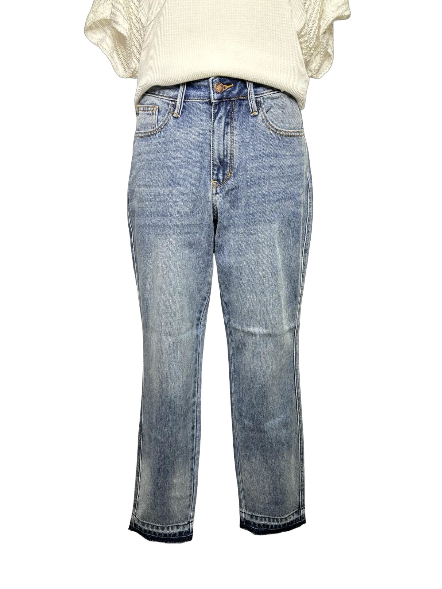Judy Blue Mid Rise Rigid Magic Release Hem Boyfriend Jean
