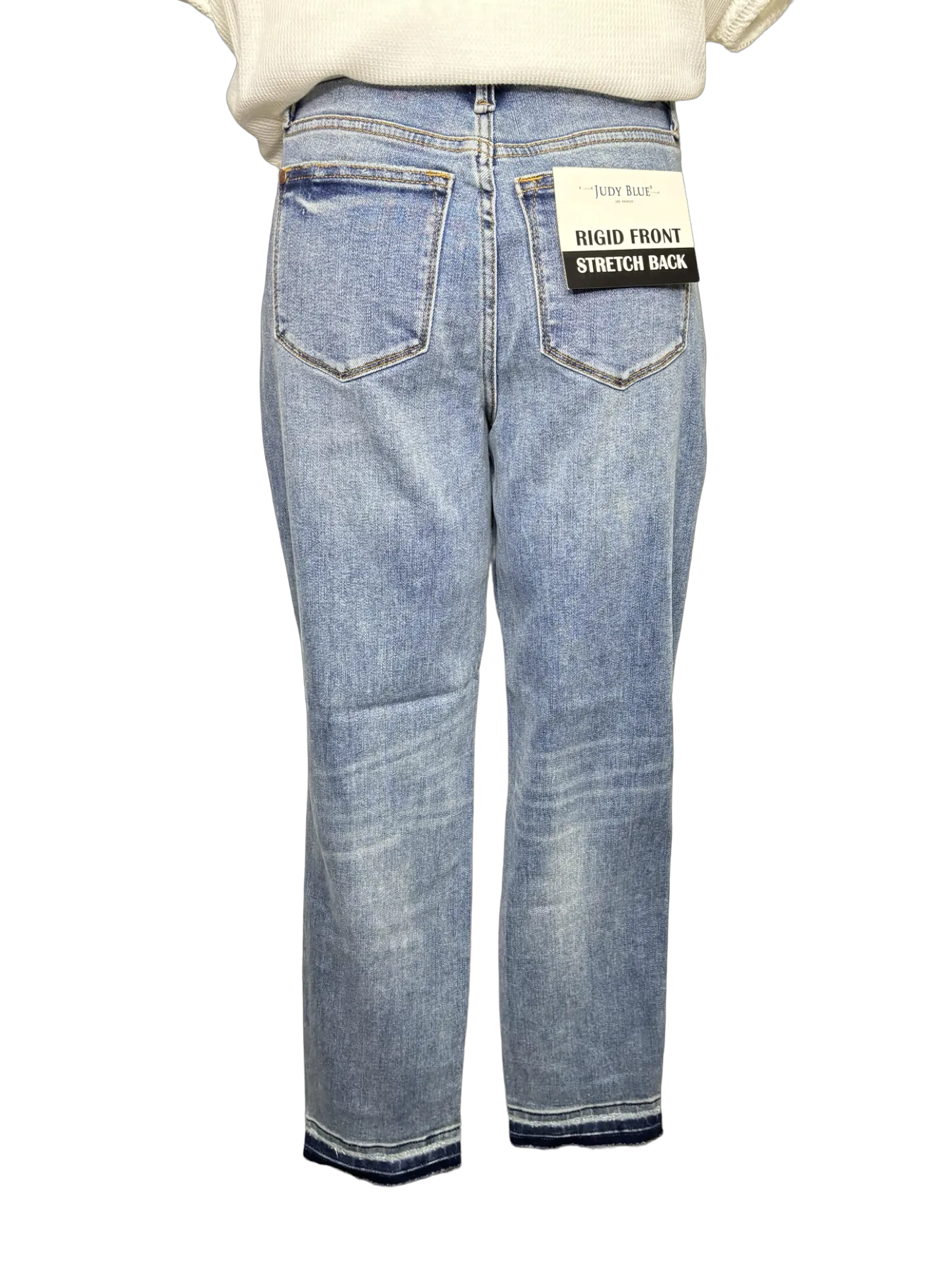 Judy Blue Mid Rise Rigid Magic Release Hem Boyfriend Jean