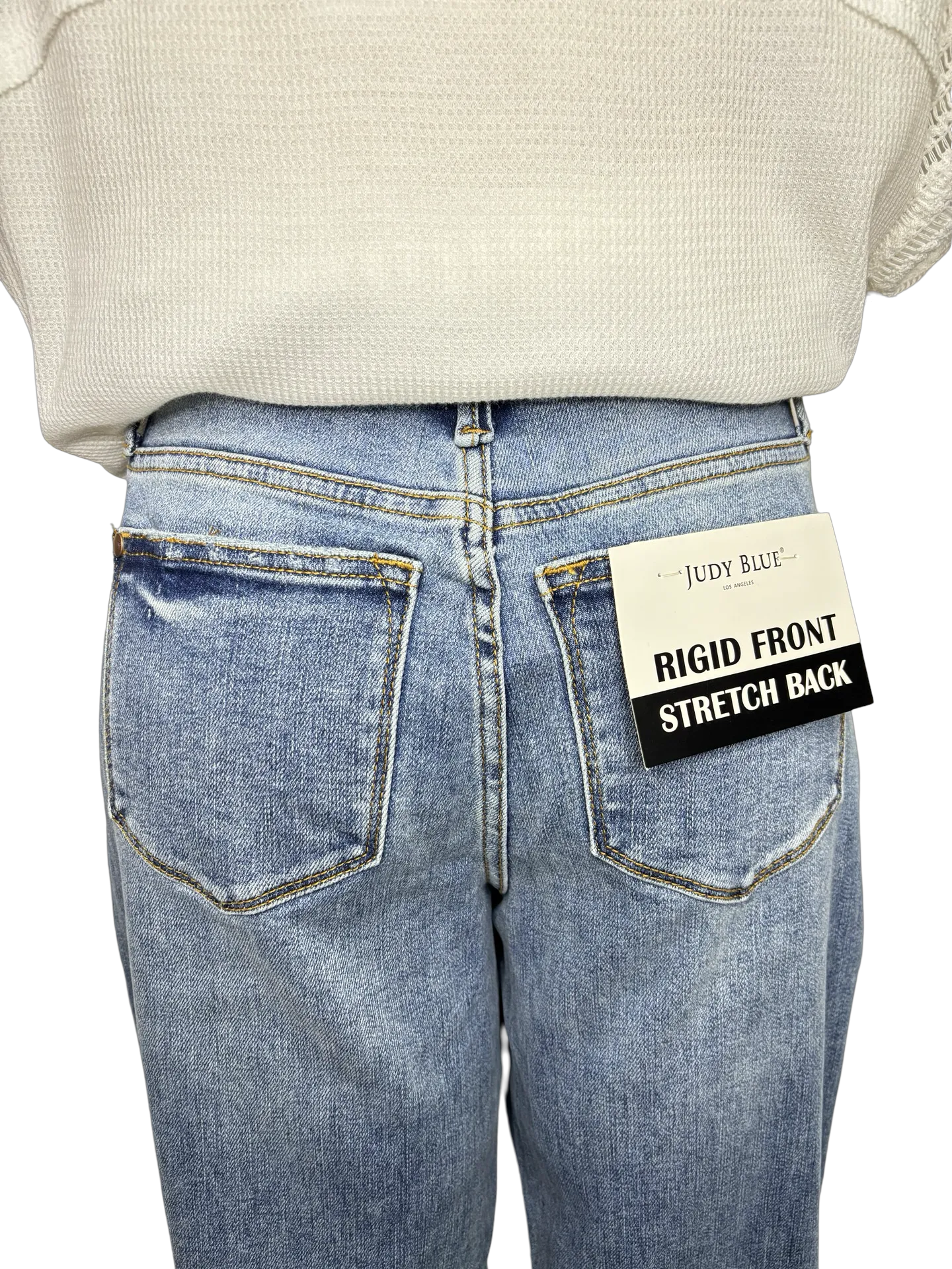 Judy Blue Mid Rise Rigid Magic Release Hem Boyfriend Jean