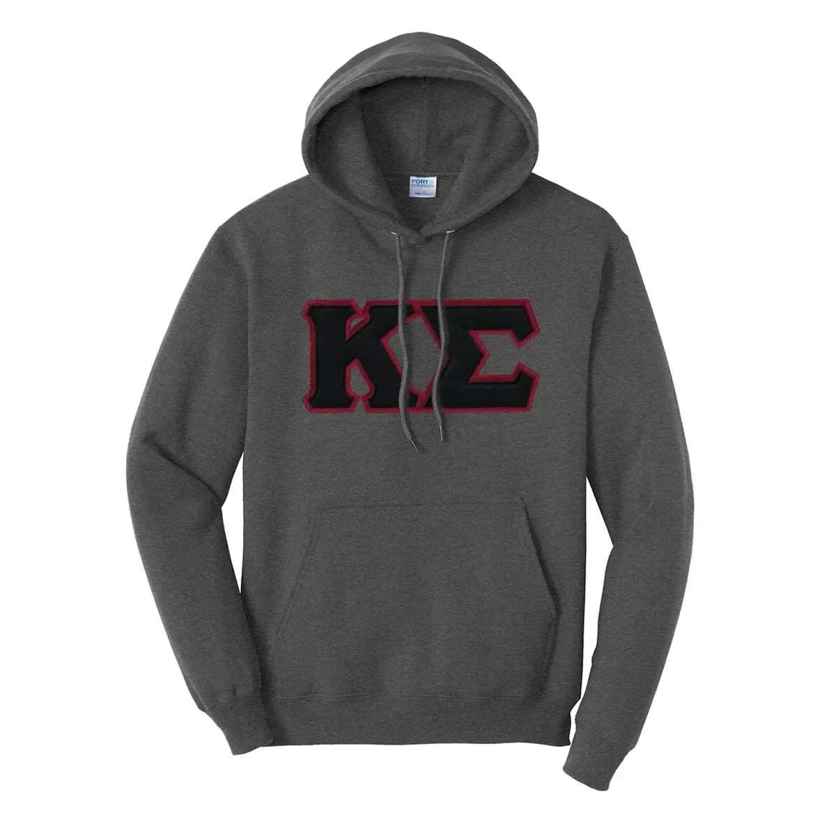 Kappa Sig Dark Heather Hoodie with Sewn On Letters