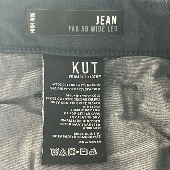 KUT Fab Ab Wide Leg High Rise jeans size 8 gray