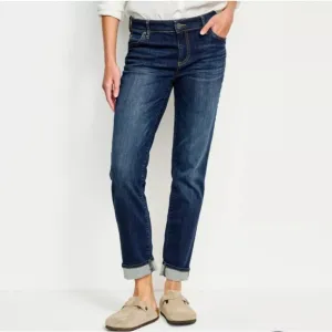 Kut from the Kloth Catherine Mid-Rise Boyfriend Dark Blue Jeans Size 14 NWT