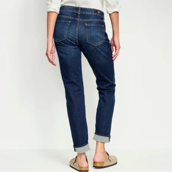 Kut from the Kloth Catherine Mid-Rise Boyfriend Dark Blue Jeans Size 14 NWT