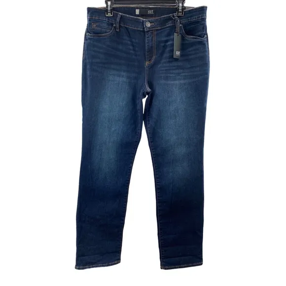 Kut from the Kloth Catherine Mid-Rise Boyfriend Dark Blue Jeans Size 14 NWT