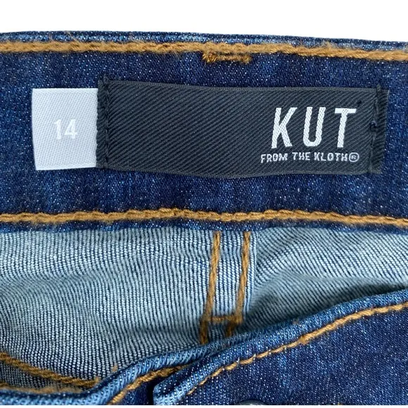 Kut from the Kloth Catherine Mid-Rise Boyfriend Dark Blue Jeans Size 14 NWT