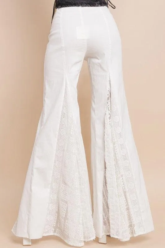 LACE DETAIL WIDE LEG JEANS