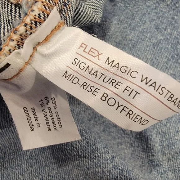 LANE BRYANT DISTRESSED BOYFRIEND PULL ON LIGHT WASH BLUE JEANS JOGGERS Size 26
