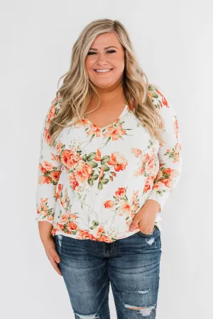 Lead Me In Love Floral Twist Top- Ivory