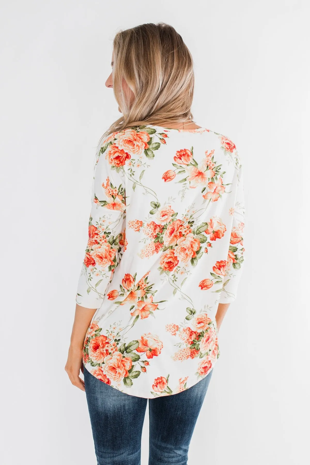 Lead Me In Love Floral Twist Top- Ivory